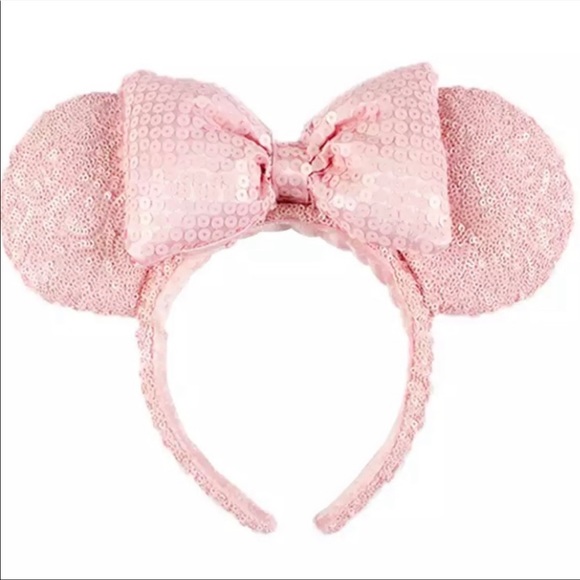Disney Accessories - 💕HP💕🐭🐭 Pink Bow Mickey Minnie Mouse Sequin Ears Headband